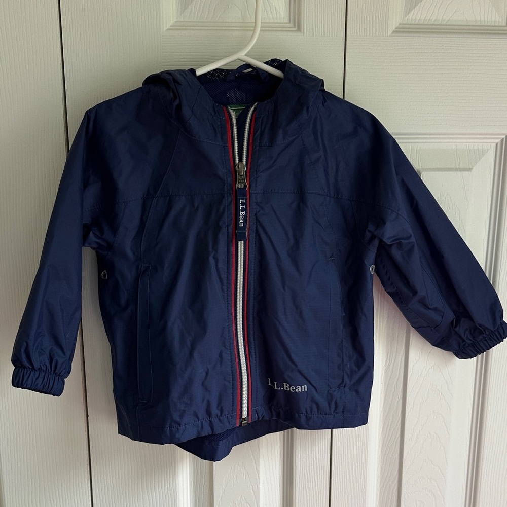 L.L. Bean Kids Blue Raincoat with Red Accents